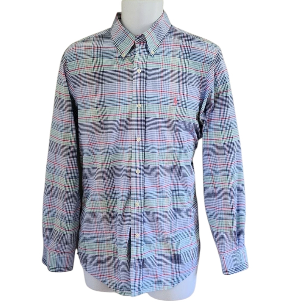 Ralph Lauren Classic Fit Plaid Preppy Golf Country Club Performance Shirt Men's